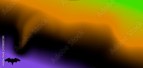 Abstract Halloween Background with Bat Silhouette, Spooky Gradient and Copy Space