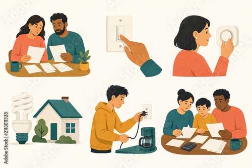 Utility bill management and energy saving clip art collection