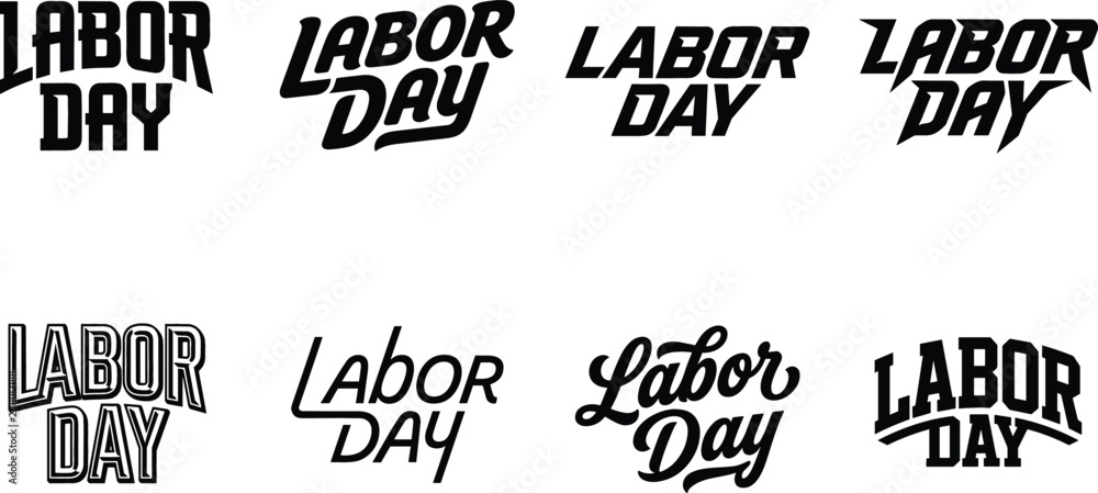 Obraz premium Labor Day Lettering Set with Bold, Script, and Condensed Text Styles for Posters, Banners, T-Shirts, and Holiday Branding Designs