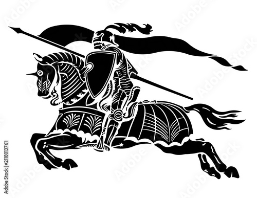 Cuadro en lienzo Epic Medieval Knight Riding a Horse