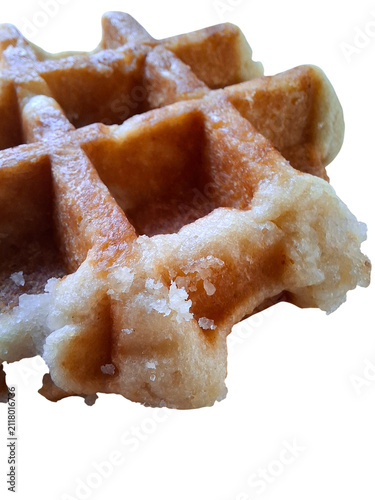 Fotografie Macro detail of caramelized sugar on waffle, Transparent background
