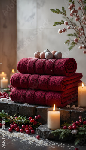 Spa atmosphere with warm relaxing candlelight and premium seasonal wellness aesthetic
