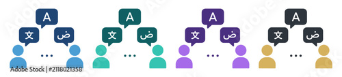 language translation chat bubble people icon set on transparent background