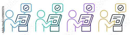 person reviewing document approval outline icon on transparent background