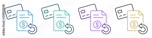 Foto document refund payment card return outline icon set on transparent background