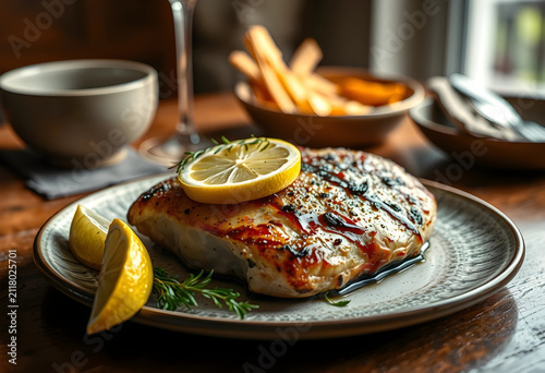 Grilled chicken breast with...