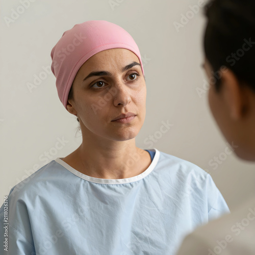 Female patient with a pink ...
