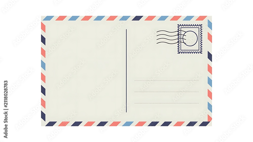 Obraz premium Vintage airmail postcard with stamp and border design