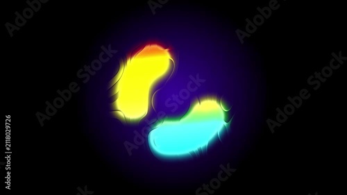 Glassy Gradient Background Animated on Black Background. Vibrant Gradient Fluid Animation Featuring Glowing Colorful Neon Organic Shape Rotating on Black Background