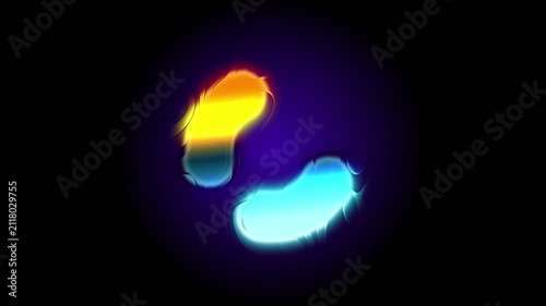 Glassy Gradient Background Animated on Black Background. Vibrant Gradient Fluid Animation Featuring Glowing Colorful Neon Organic Shape Rotating on Black Background