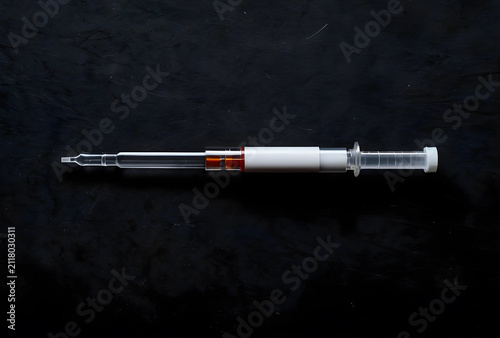 Medical syringe with red li...