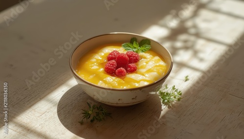 a dish of cornmeal mush on a bright surface