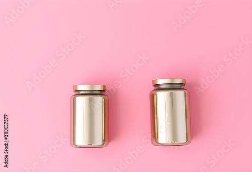 Two shiny gold metallic jar...
