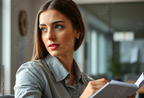 Young businesswoman looking...