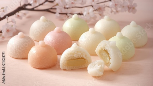 A well-liked Japanese treat made of rice flour with a cream center - mochi.