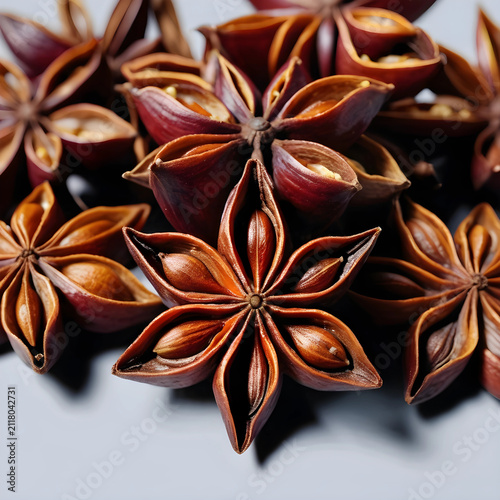 Dried star anise spice pods...