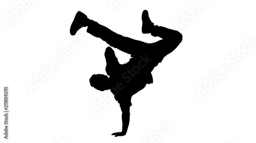 Photography Breakdancer silhouette against a white background dynamic pose