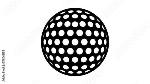 Golf ball silhouette with dimples on a white background