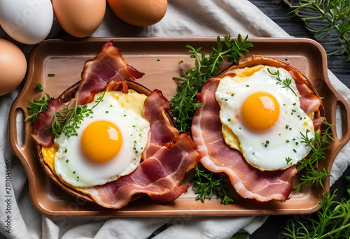 Two fried eggs with crispy ...