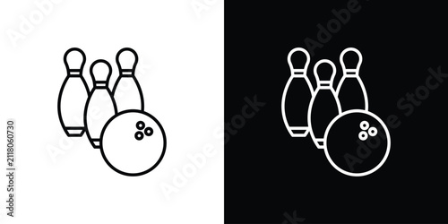 Quadro su tela Bowling icon line artwork group