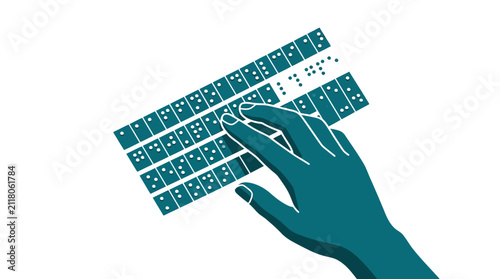 Bild auf Leinwand Hand reading braille keyboard for visually impaired