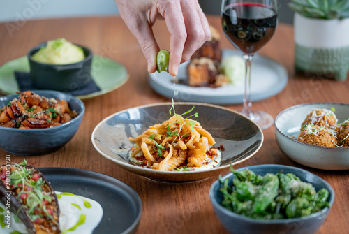 Delightful Dining Experience With Vibrant Dishes and Fine Wine