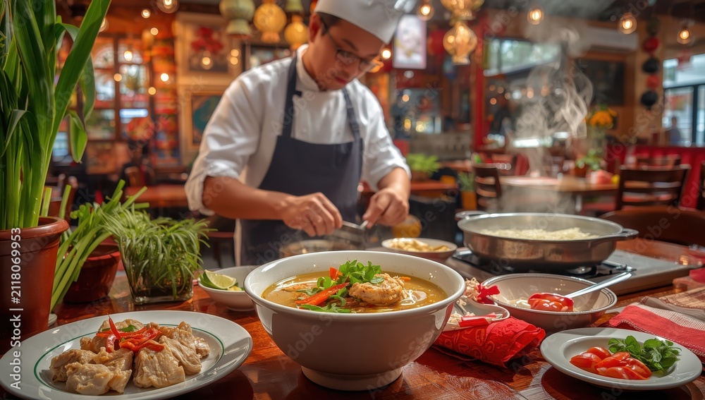 Obraz premium Chicken noodle soup from Vietnam, Pho Ga