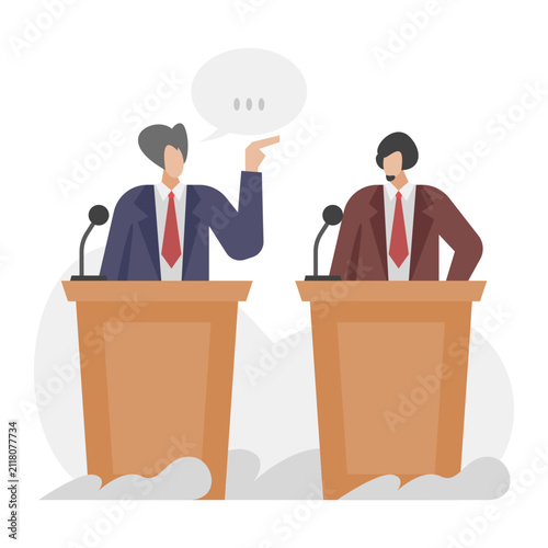 Politician Debate Flat Illustration. Politics cartoon Illustration. Flat Faceless style modern concept illustration.
