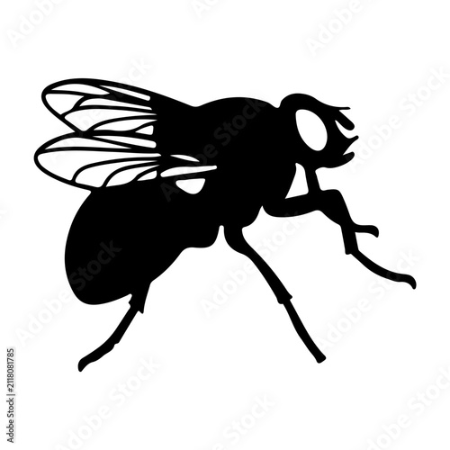 Принти на полотні Silhouette of a Flying Bee with Detailed Wings.