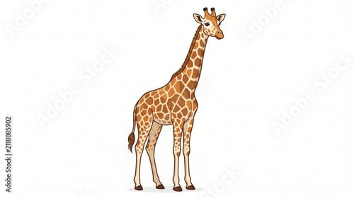 Canvas Print Giraffe illustration isolated on white background, cute wild animal vector