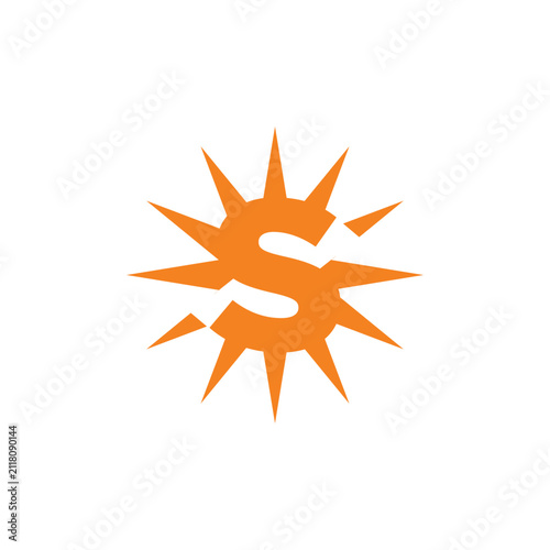 Letter S Sun or Solar simple Logo Icon Vector.