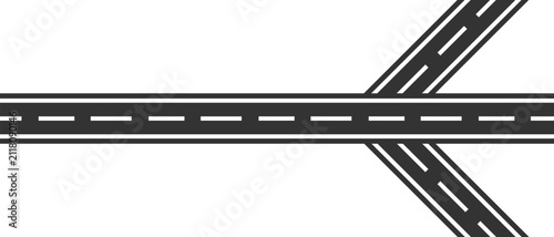 Fotografía Asphalt road highway path split illustration with fork junction street map vector element