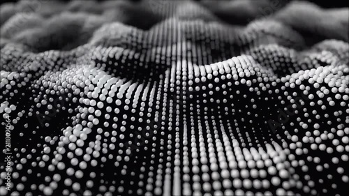 Abstract particle terrain with rolling hills and shallow depth of field
