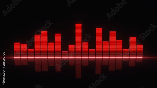 Red digital equalizer graphic with reflection