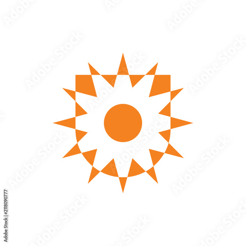 Simple Sun or Solar Shield Logo Icon Vector