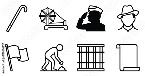 Fotografía Indian Independence Day 15 August Vector, Freedom Fighter Gandhi Charkha Soldier