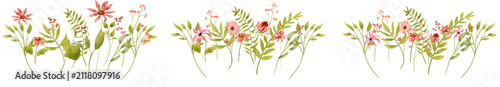 Colorful Floral Border on Transparent Background