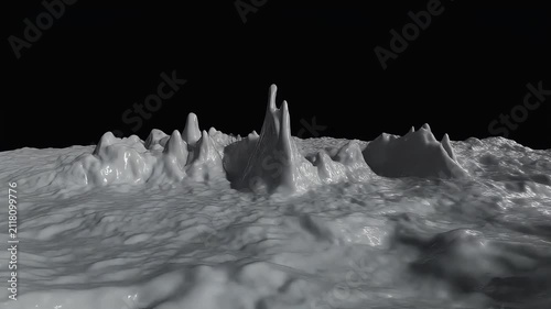 Abstract alien landscape with sharp peaks and undulating texture