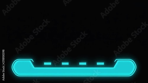 Futuristic cyan hud element with pulsing light on black background