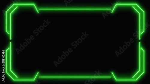 Glowing neon green futuristic frame animation