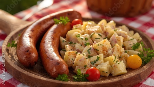 hot dogs with potato salad