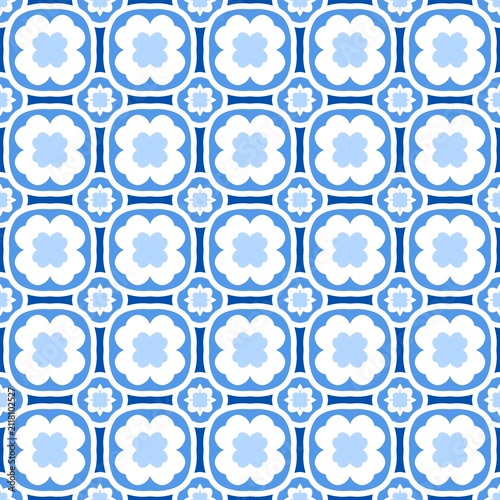 seamless pattern with blue flowers