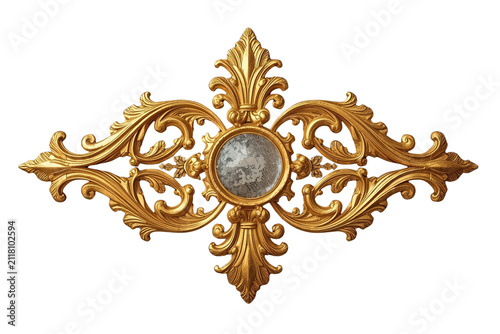 Ornate golden baroque flourish with central medallion