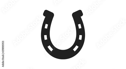 Black horseshoe silhouette lucky symbol icon.