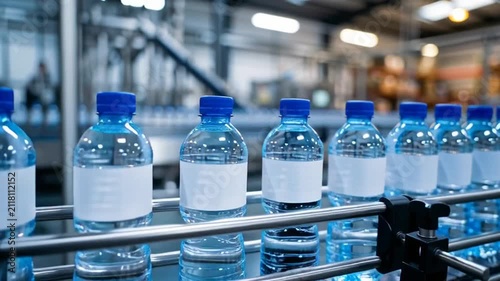 Automated Water Bottle Production Line Inside a Modern Beverage Manufacturing Facility With Clean Plastic Containers