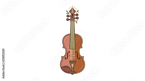 Принти на полотні Ornamental violin illustration with delicate floral patterns.