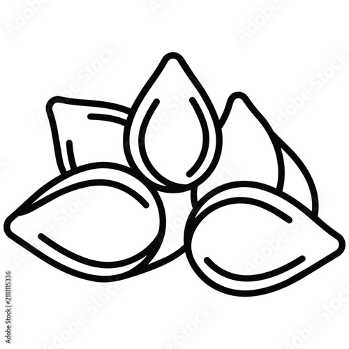 Black and White Outline of Seed Cluster on White Background Illustration