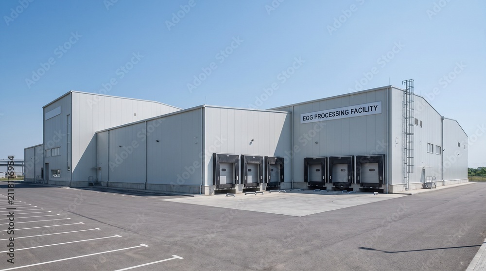 Fototapeta premium Modern Egg Processing Facility with Loading Docks