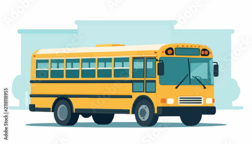 Yellow school bus illustration representing student transportation services and educational commute concepts in flat vector design