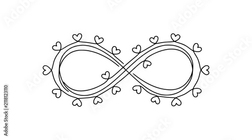 Infinite love symbol formed by hearts and abstract lines, symbol of eternity